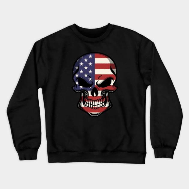 FLAG OF THE USA ON SKULL EMBLEM Crewneck Sweatshirt by VERXION